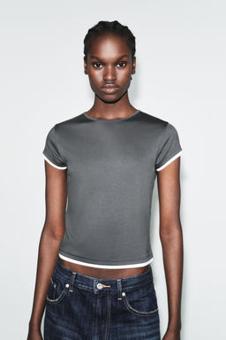 CAMISETA VIVOS CONTRASTE / Plomo - Zara фото 2