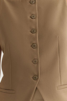 Bej Regular Boy Ask?l? Fitted Dokuma Yelek TWOSS25YE00010