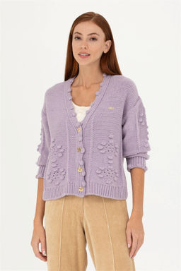 Женский сиреневый трикотажный кардиган - U.s. polo assn фото 10
