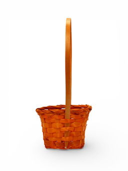 Цена за 2 шт. Корзина плетёная для хранения, 13×13×9.5 см, ручка h=21 см, бамбуковая, оранжевая, Greengo