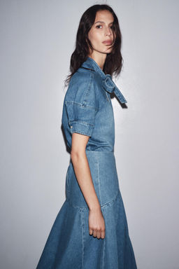 ZW COLLECTION DENIM SHIRT WITH TIE - Zara фото 6