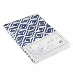 Скатерть 120х145см "Синий орнамент", длина стола до 105см, на 4 персоны, рогожка 176г/м2, хлопок 100%, упаковка классическая 28х41см, "Домашняя мода" (Россия)