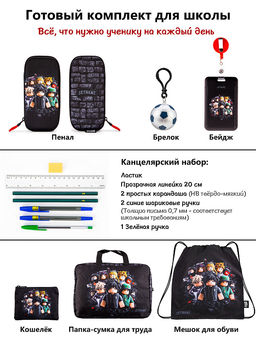 Рюкзак SkyName set-R1-093 + мешок для обуви, папка, пенал, кошелек, бейдж, канц. набор,брелок мячик  фото 15