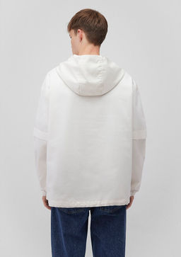 Kapusonlu Beyaz Sweatshirt - Mavi фото 6