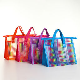 Косметичка-сумка на молнии в сетку, большая, с ручками, с рисунком Полосы, МИКС