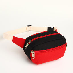 Сумка детская поясная на молнии, наружный карман, красная, чёрная