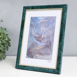 Фоторамка пластик "Офис 8" 15х21 см, малахит (пластик)