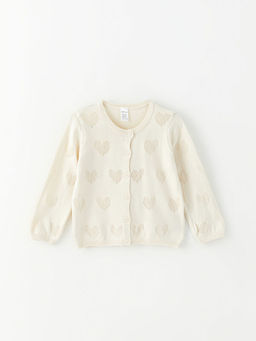 Bisiklet Yaka Uzun Kollu Kendinden Desenli K?z Bebek Triko H?rka