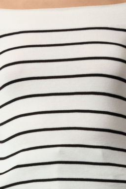 Ekru Kay?k Yaka Cizgili Triko Kazak TWOAW25KZ00360 - Trendyolmilla фото 3