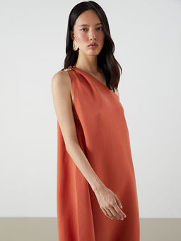 Tek Omuz Modal Kar???ml? Elbise