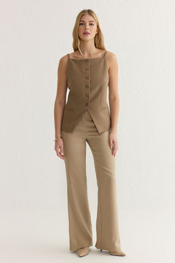 Bej Regular Boy Ask?l? Fitted Dokuma Yelek TWOSS25YE00010