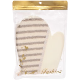 Цена за 3 шт. Мочалка - варежка массажная "SANTA MONIKA - BOKALLI", цвет белый / серый, 22*18см (зип пакет и наклейка Ultramarine)