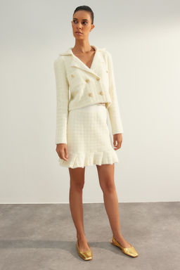 TRENDYOLMILLA Limited Edition Siyah Tuylu/Sakal Iplikli F?rf?r Detayl? Etek TWOAW24ET00260