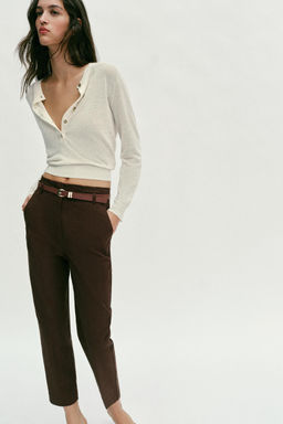 PANTAL?N TIRO ALTO CINTUR?N / Marr?n - Zara фото 6