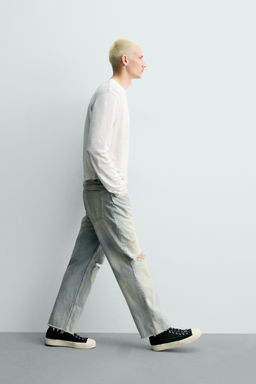 JEANS STRAIGHT CROPPED FIT / Azul claro - Zara фото 6