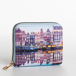 Кошелёк на молнии, голубой, разноцветный