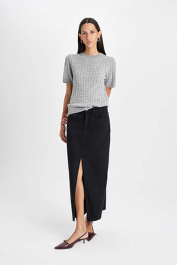 Свитер с круглым вырезом и короткими рукавами - Defacto фото 2