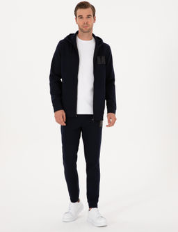 Lacivert Slim Fit Pamuk Kar___ml_ Pa_as_ Lastikli E_ofman Alt_