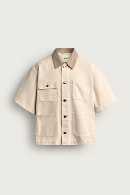 SOBRECAMISA CUELLO CONTRASTE MANGA CORTA / Crudo - Zara фото 5