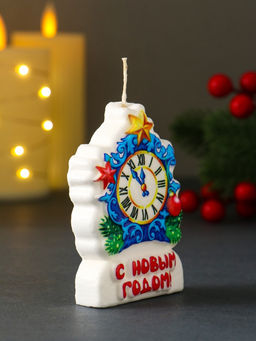 Цена за 2 шт. Свеча новогодняя "Куранты. Барельеф" 5,4х1,7х8 см