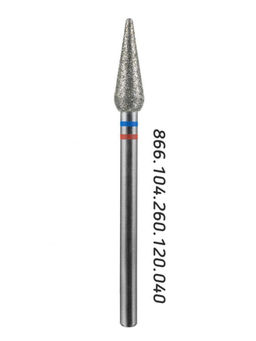 Manita Professional Фреза алмазная капля большая для аппаратного маникюра 866.104.260.120.040 ФАК-4.0 12 М-С, сине-красная насечка, o 4,0 мм, 5 шт.  фото 4