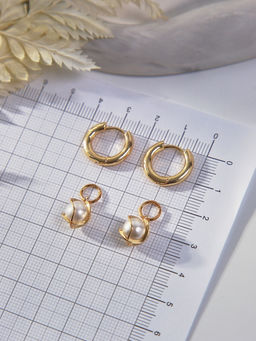 Серьги со съёмным элементом Трансформер жемчужина в нитях, белые в золоте