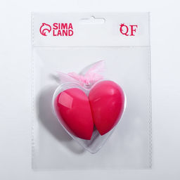 Спонжи для макияжа «Сердце», в футляре, 2 шт., розовые