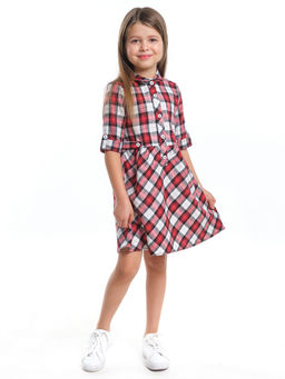 Платье для девочки нарядное детское праздничное в клетку UD 6868 красная клетка - Mini maxi фото 4
