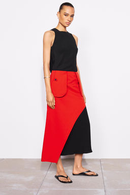 VESTIDO MIDI DRAPEADO ZW COLLECTION / Negro