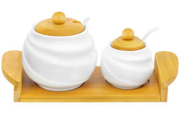 Набор - сахарница 590 мл + солонка 210 мл 28*12,3*12 см Айсберг волны + 2 ложки на дер. подст. - Elan gallery фото 14