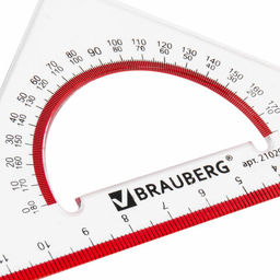 Треугольник пластиковый, угол 45, 13 см, BRAUBERG "Crystal", Цена за 4шт.