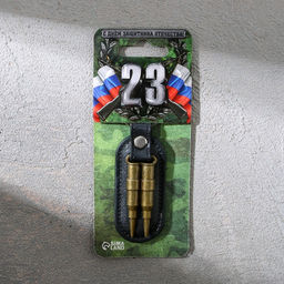 Цена за 2 шт. Брелок для ключей металлический «23 февраля», 10×3 см