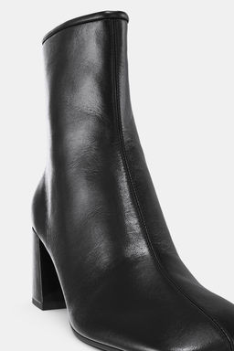 LEATHER BLOCK HEEL ANKLE BOOTS - Zara фото 6