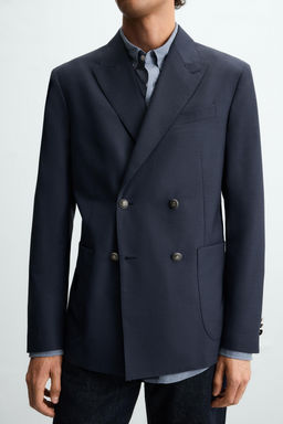 DOUBLE-BREASTED WOOL BLEND BLAZER - Zara фото 14