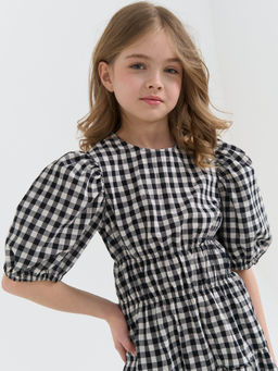 Платье хлопковое с коротким рукавом Черно-белое 7+ - Bungly фото 6