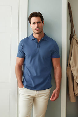 Indigo Regular/Normal Kesim Dokulu Polo Yaka T-Shirt TMNSS24PO00043
