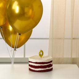 Свеча для торта, цифра 0 + воздушные шары, 5 шт, золото - Страна карнавалия фото 2