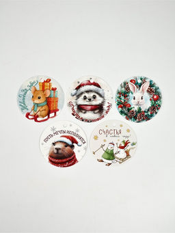 Цена за 2 шт. Набор мини-открыток новогодних «С Новым годом!», 30 штук, 7 x 7 см