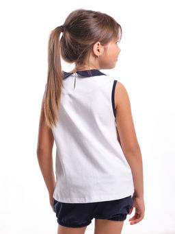 Футболка для девочки UD 1681 белый/синий - Mini maxi фото 2