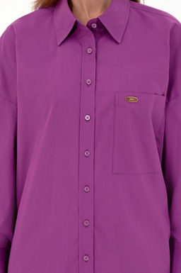 Женская фиолетовая рубашка с длинным рукавом Неожиданная скидка в корзине - U.s. polo assn фото 6