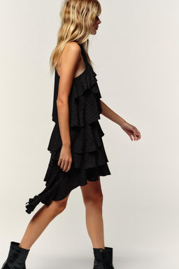 METALLIC THREAD HALTER DRESS - Zara фото 4