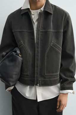 CAZADORA EFECTO LAVADO PESPUNTES / Gris oscuro - Zara фото 6