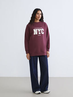 New York City Bask?l? Kad?n Kal?n Sweatshirt Tunik