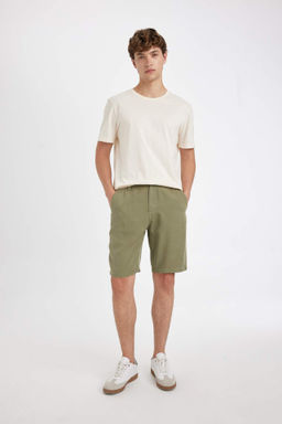 Regular Fit Duz Paca Tensel Bermuda Sort - Defacto фото 2