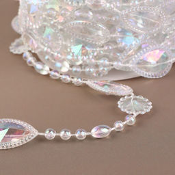 Бусы на нитях, с голографией, 15 мм, 9±1 м, прозрачные