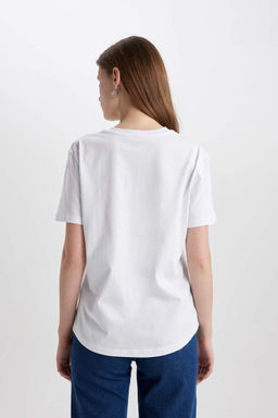 Базовая футболка из чесаного хлопка с короткими рукавами и круглым вырезом стандартного кроя - Defacto фото 6