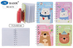 Блокнот детский 11,5*8,5 см, 60л., на гребне + блокнот мини фигурный (MC-6173) "Мишка", тв. обложка с рисунком