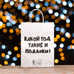Пакет подарочный с приколами, Какой год такие и подарки, белый, 32 х 24 х 10,5 см - UPAK LAND фото 2