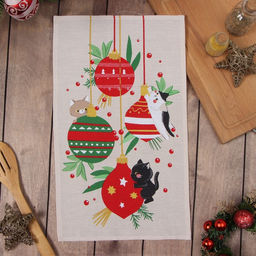 Цена за 2 шт. Полотенце Доляна Новогодние игрушки 28х46 см, 100% хл, рогожка 164 г/м2