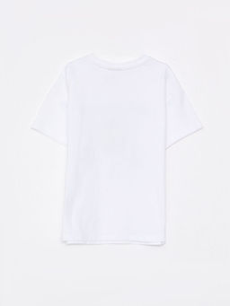 Bisiklet Yaka Bask?l? K?sa Kollu Pamuklu K?z ?ocuk Ti??rt - Waikiki фото 2